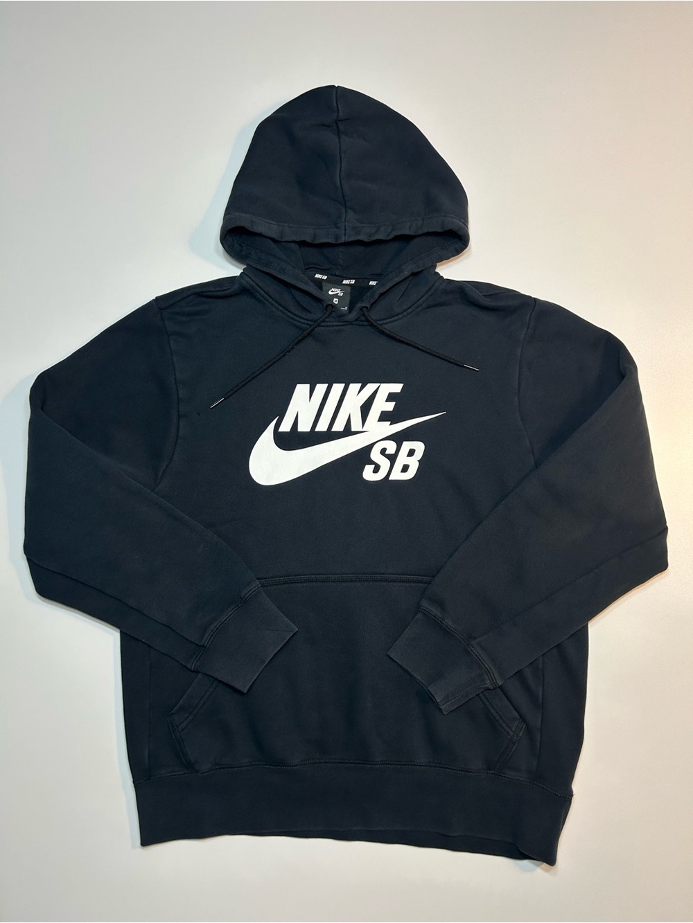 Nike SB Icon Black White Big Logo Pullover Skate Hoodie Sweatshirt